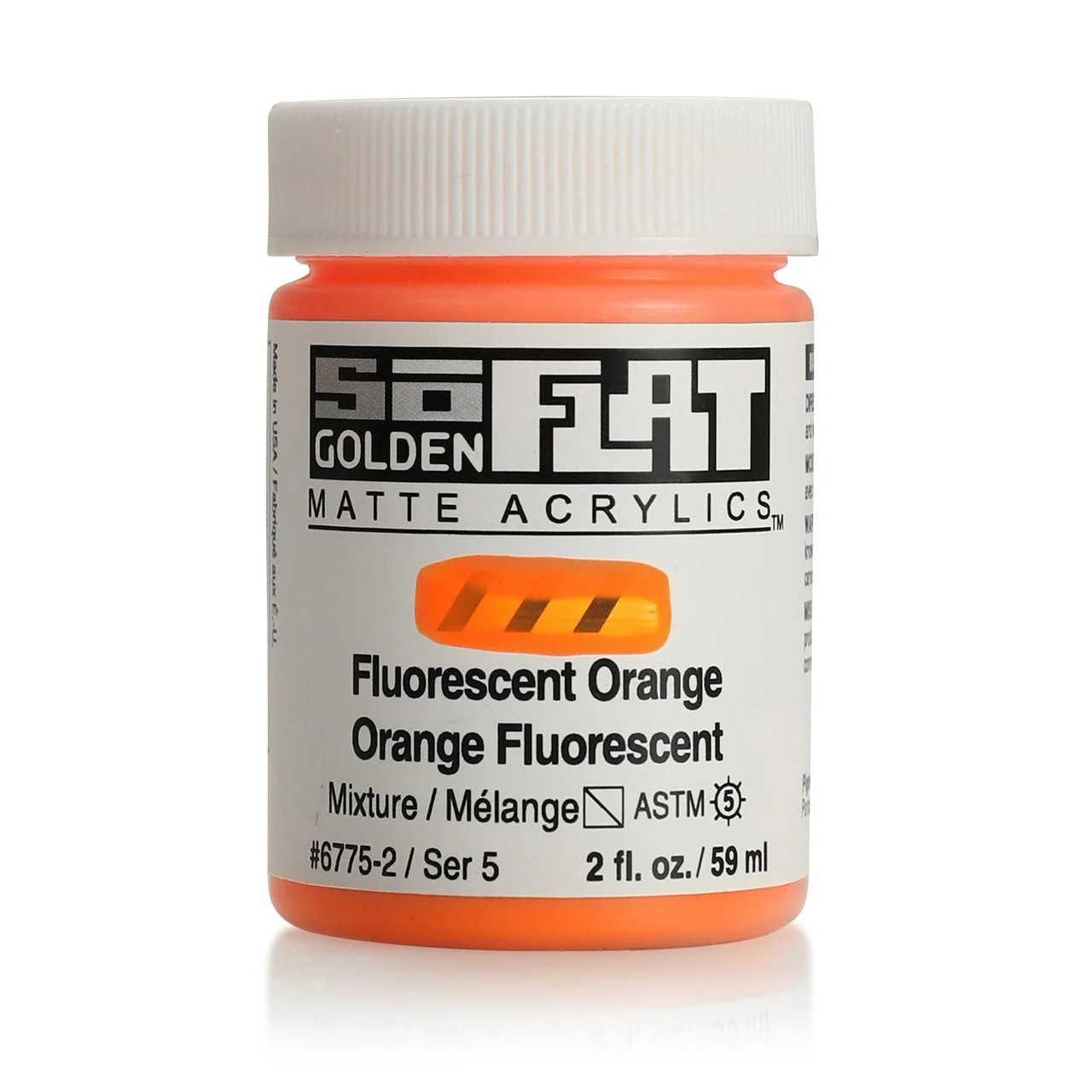 Golden SoFlat Matte Acrylic Paint - Fluorescent Orange 2 oz jar
