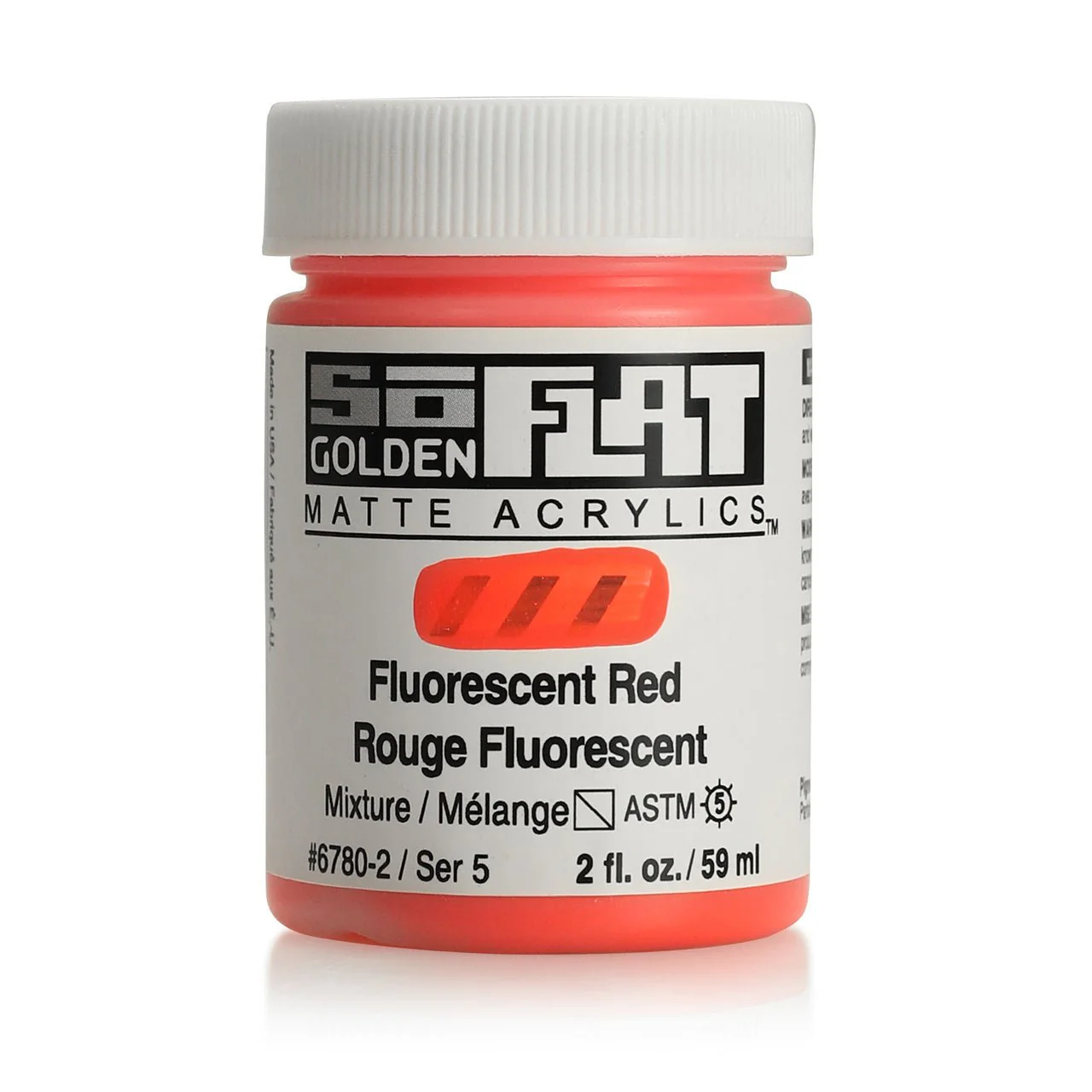 Golden SoFlat Matte Acrylic Paint - Fluorescent Red 2 oz jar