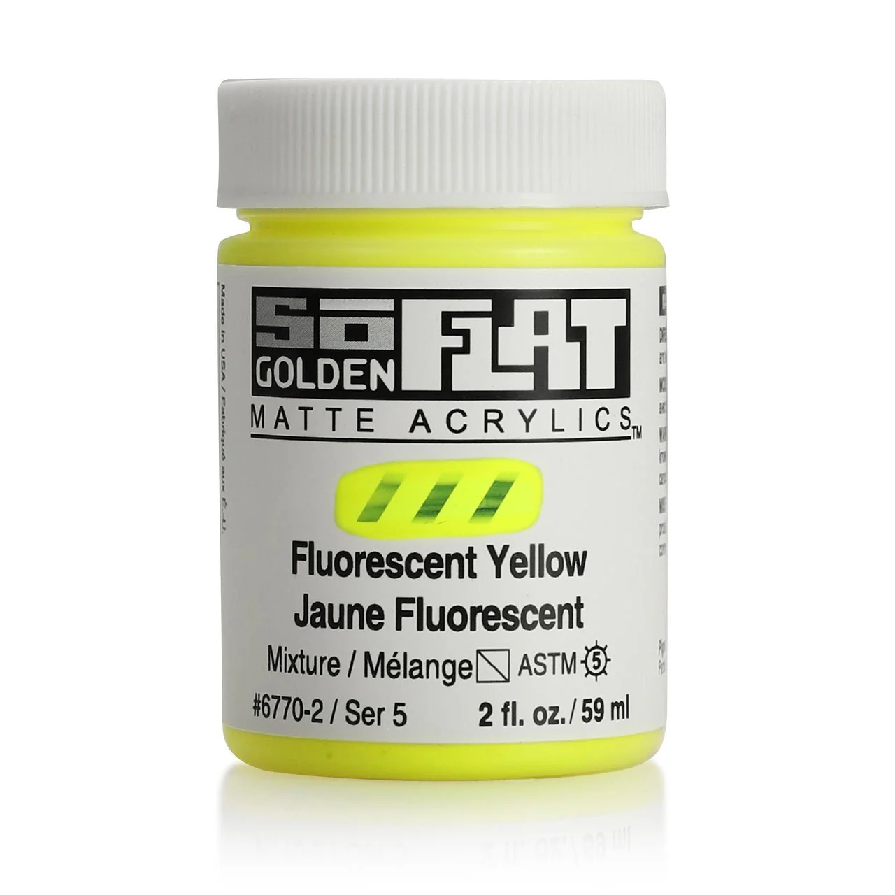 Golden SoFlat Matte Acrylic Paint - Fluorescent Yellow 2 oz jar