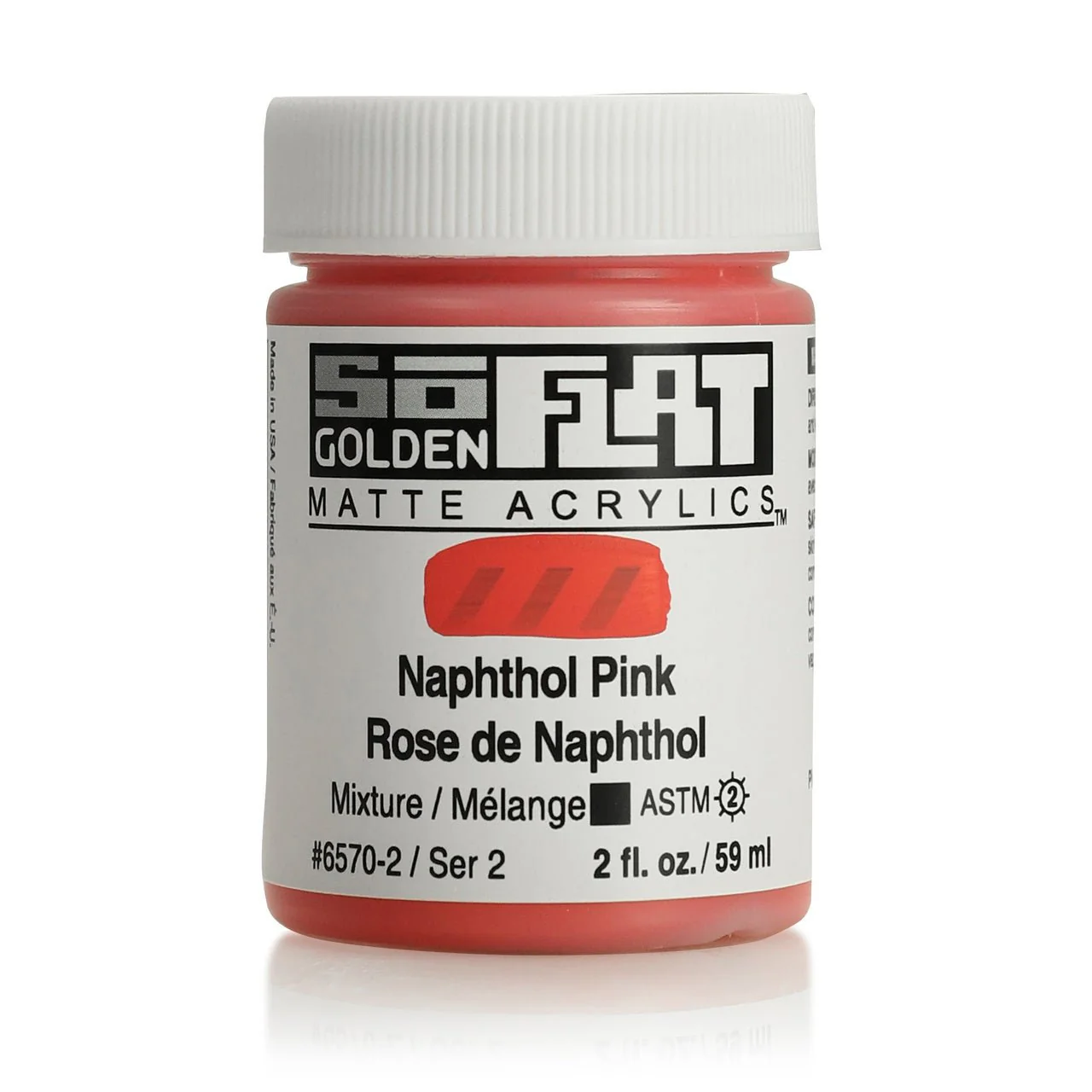 Golden SoFlat Matte Acrylic Paint - Naphthol Pink 2 oz jar