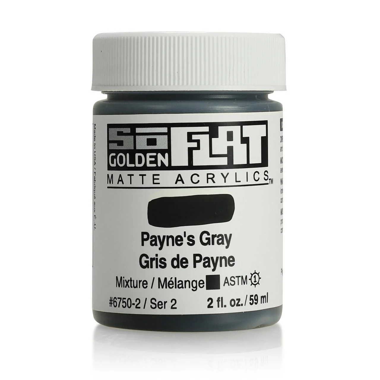 Golden SoFlat Matte Acrylic Paint - Payne's Gray 2 oz jar