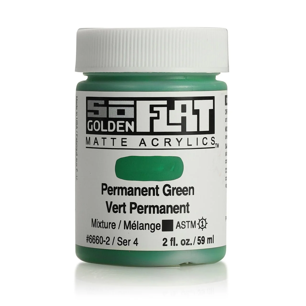 Golden SoFlat Matte Acrylic Paint - Permanent Green 2 oz jar