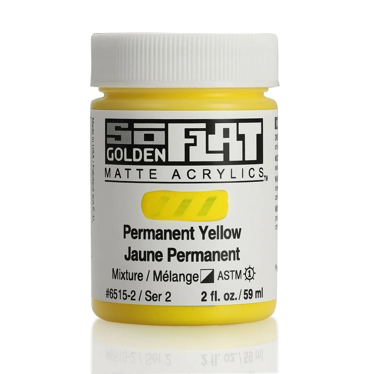 Golden SoFlat Matte Acrylic Paint - Permanent Yellow 2 oz jar