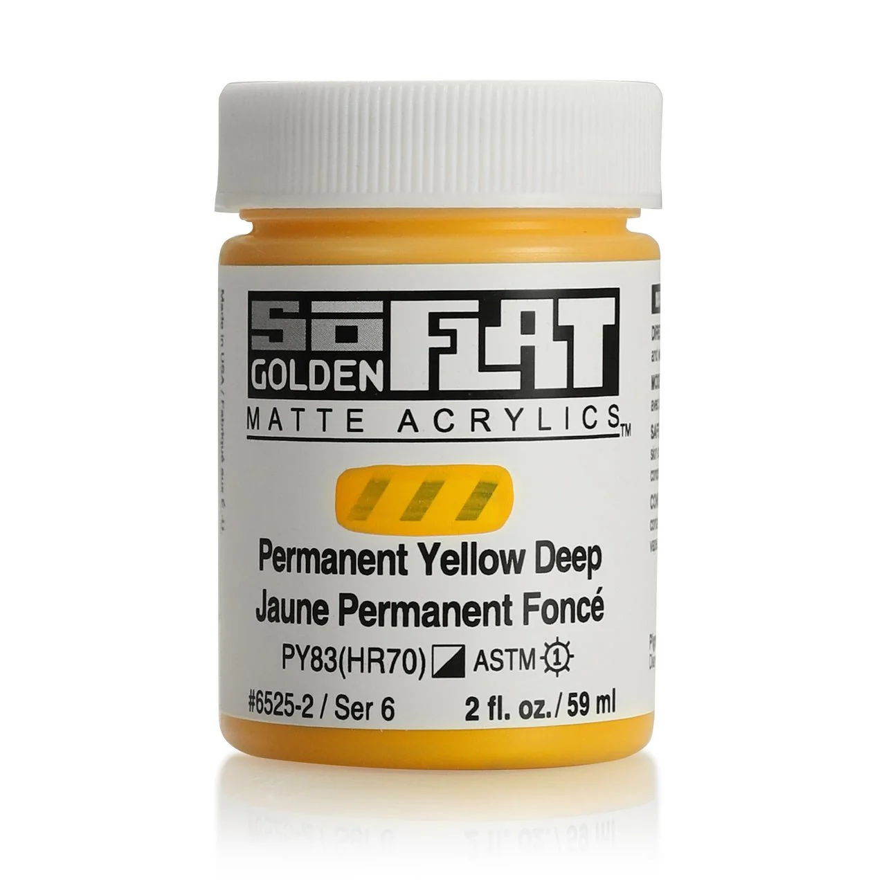 Golden SoFlat Matte Acrylic Paint - Permanent Yellow Deep 2 oz jar