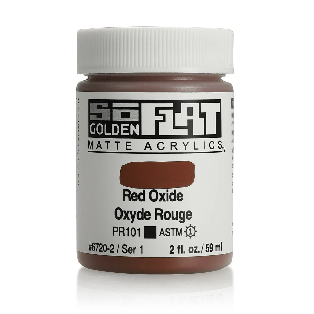 Golden SoFlat Matte Acrylic Paint - Red Oxide 2 oz jar