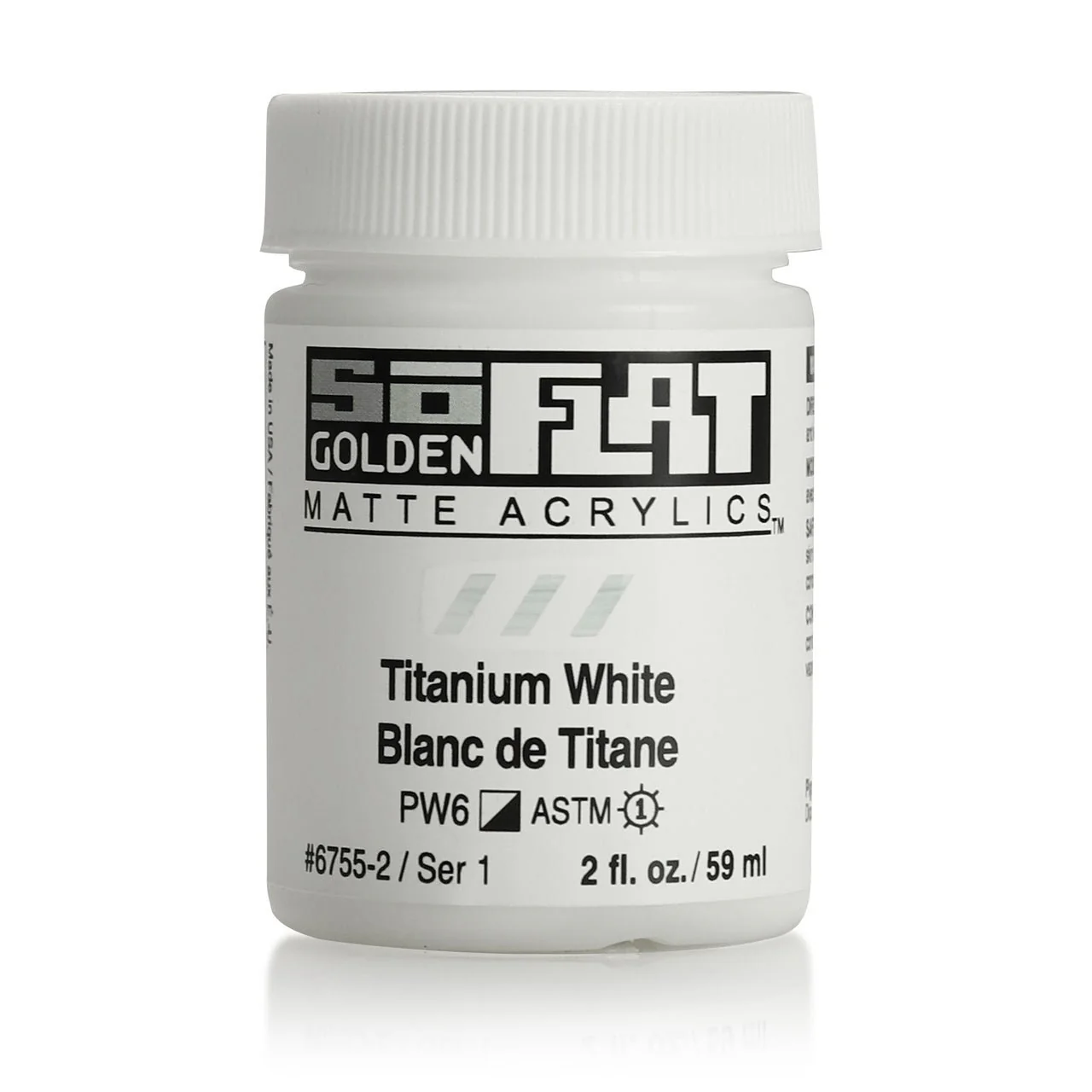 Golden SoFlat Matte Acrylic Paint - Titanium White 2 oz jar