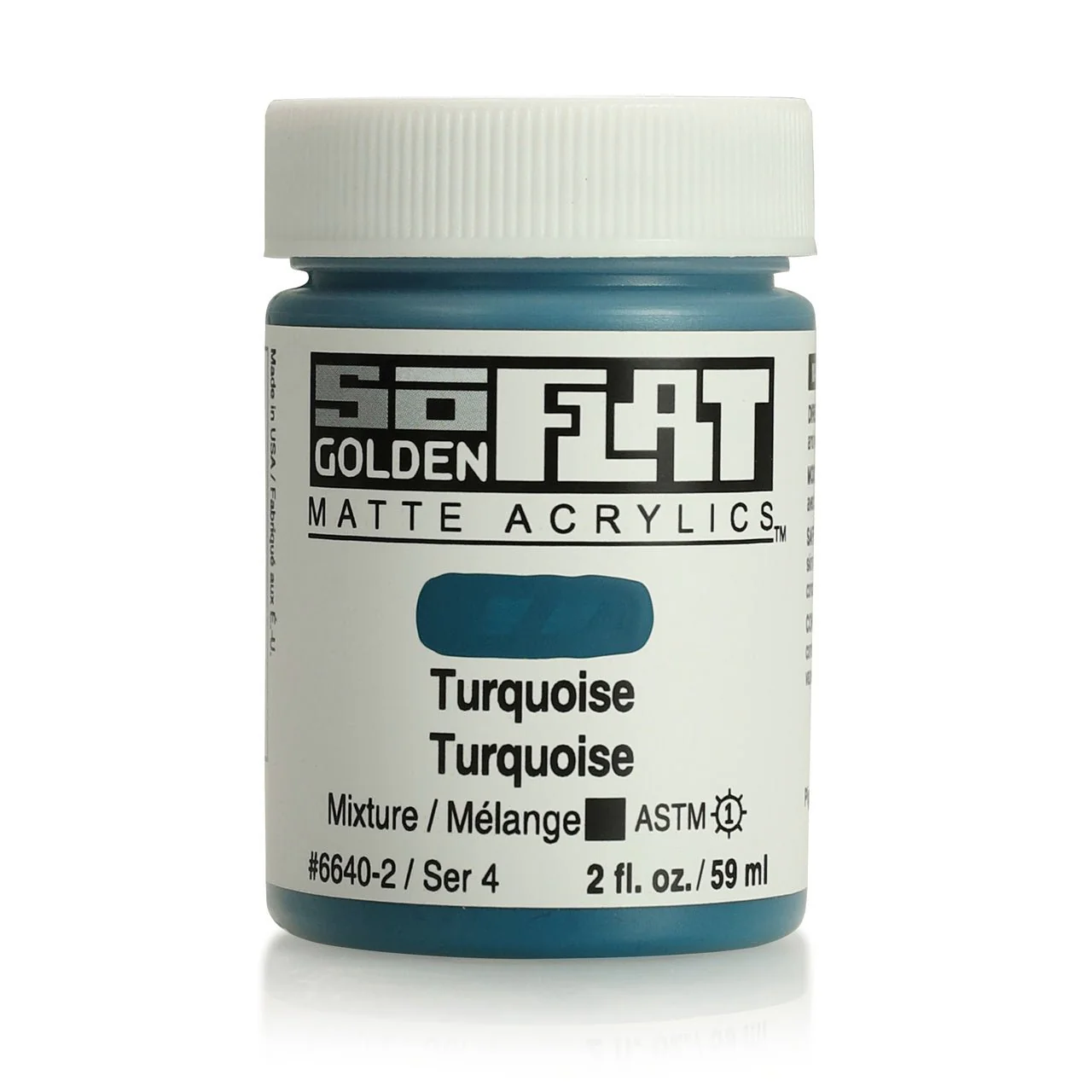 Golden SoFlat Matte Acrylic Paint - Turquoise 2 oz jar