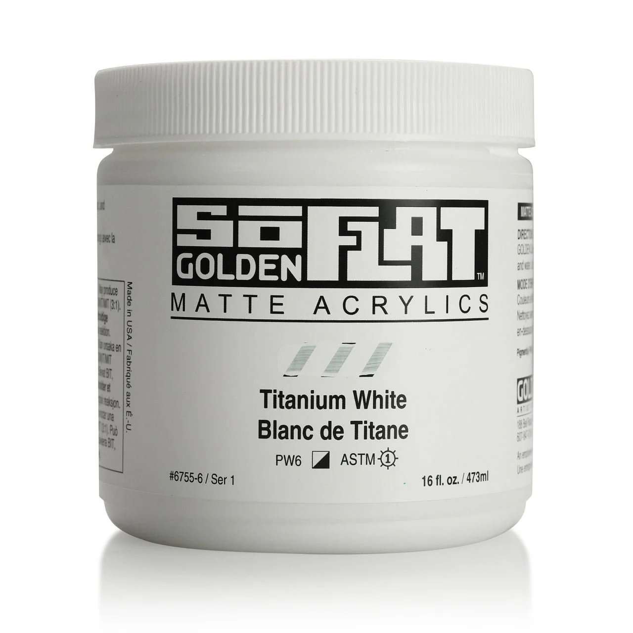 Golden SoFlat Matte Acrylic Paint - Titanium White 16 oz jar
