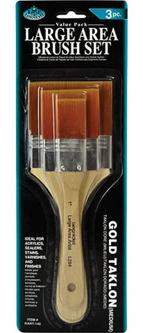 Royal Brush Large Area Gold Taklon - 3 Brush Set