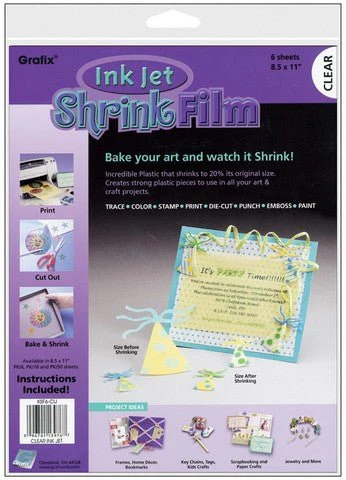 Grafix Inkjet Shrink Film - Clear 8.5x11 inch - 6 Sheets