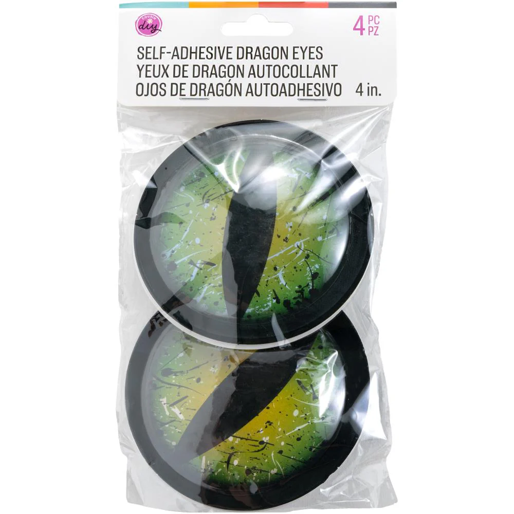 CousinDIY Adhesive Wiggle Eyes 4" - Green Dragon Eyes - Pack of 4