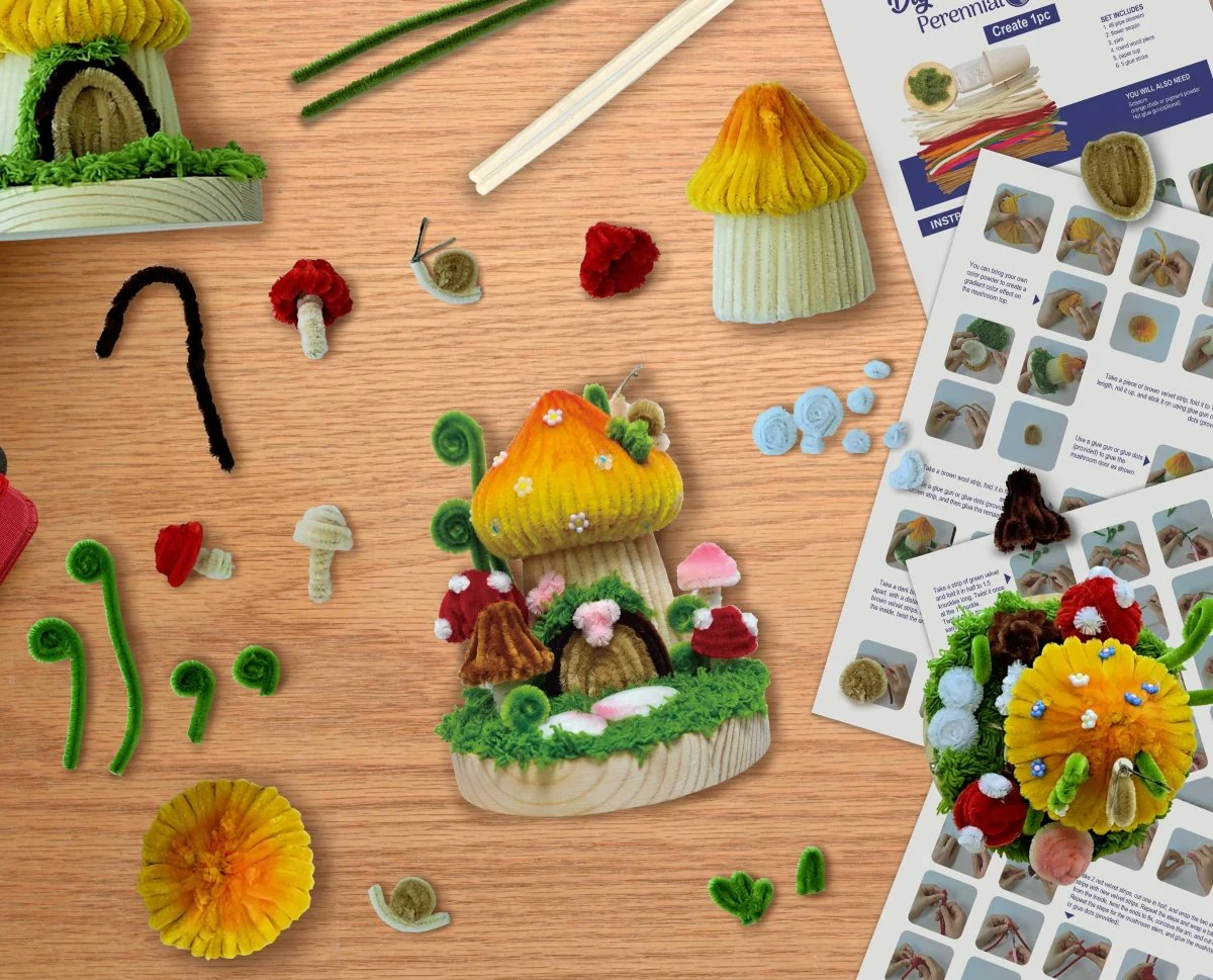 Hands Craft - DIY Chenille Kit – Mushroom House - Image 4