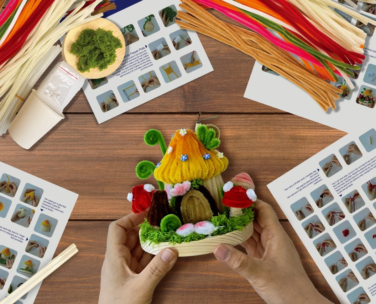 Hands Craft - DIY Chenille Kit – Mushroom House - Image 5