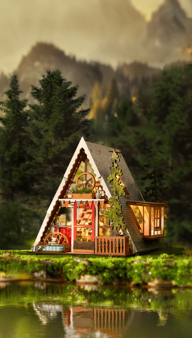 DIY Miniature House Kit: A-Frame Cabin - Image 3