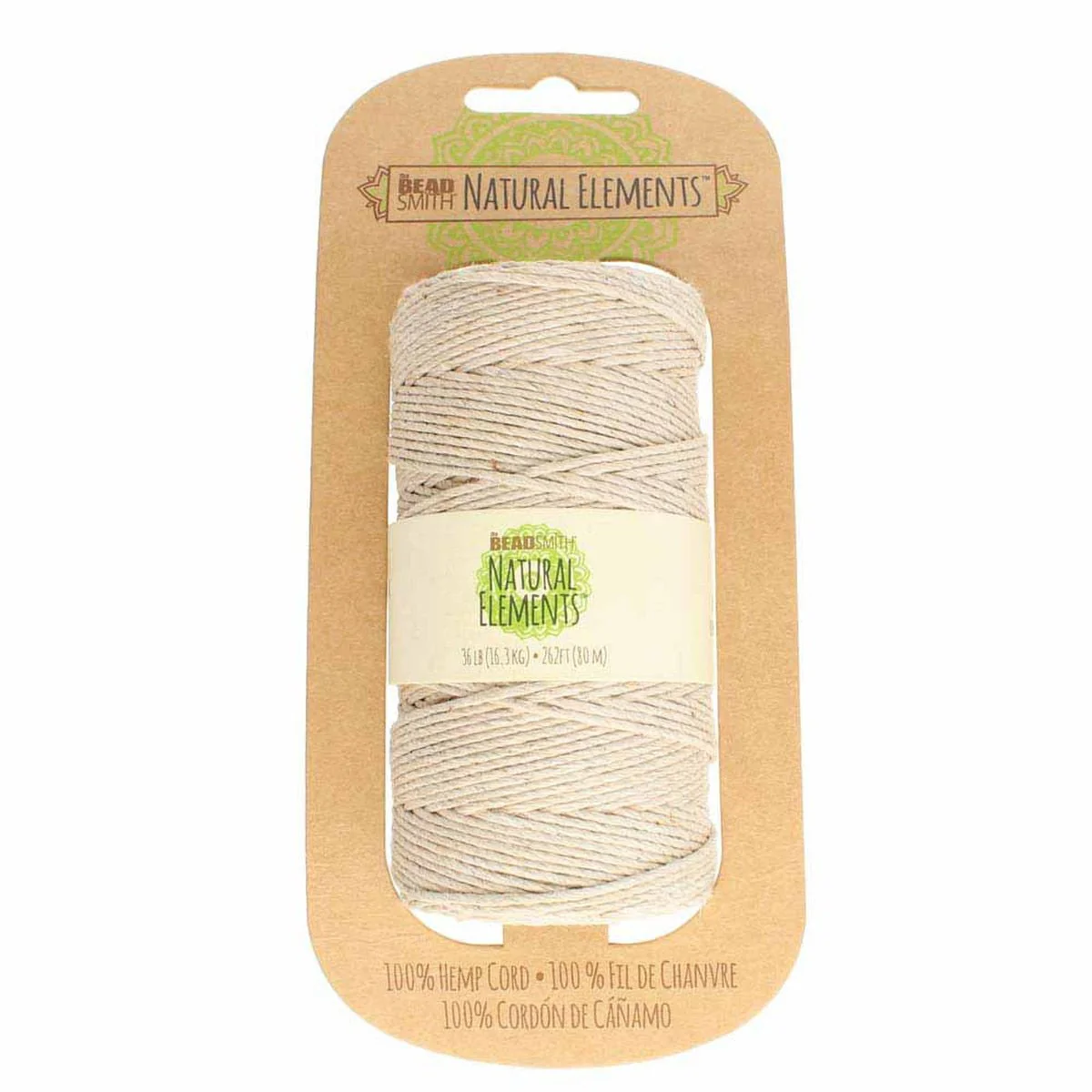 Beadsmith Natural Elements Hemp Cord - Natural, 100 gram, 36 lb. test, approx 262 feet