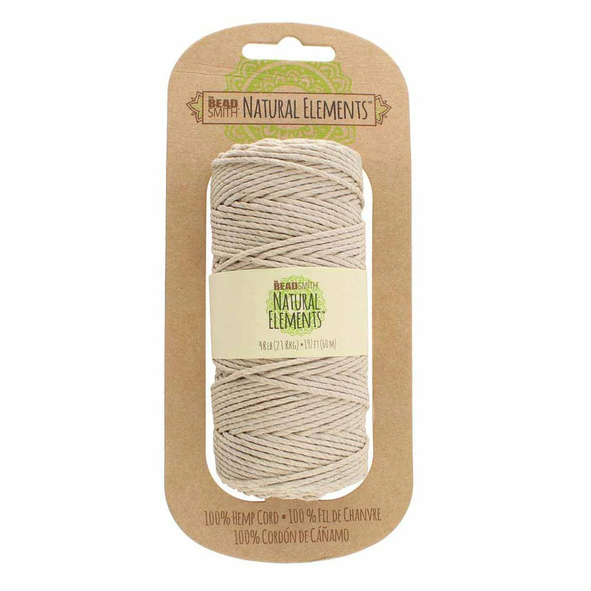 Beadsmith Natural Elements Hemp Cord - Natural, 2mm, 48 lb. test - approx. 197 feet