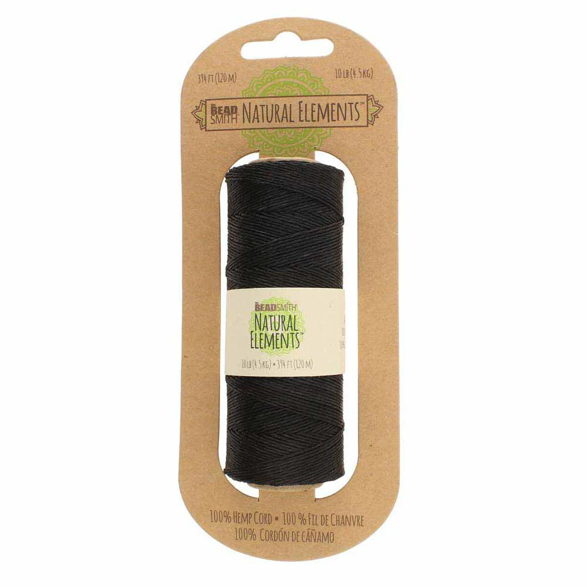 Beadsmith Natural Elements Hemp Cord - Black, 50 gram, 10 lb. test, approx 394 feet