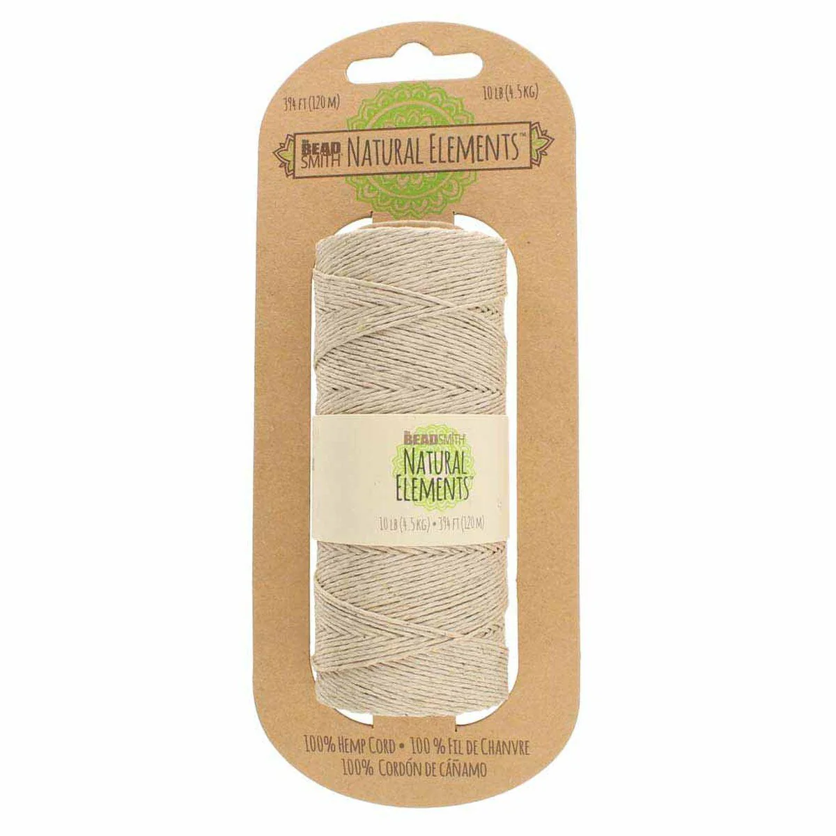Beadsmith Natural Elements Hemp Cord - Natural, 500 gram, 10 lb. test, approx. 394 feet