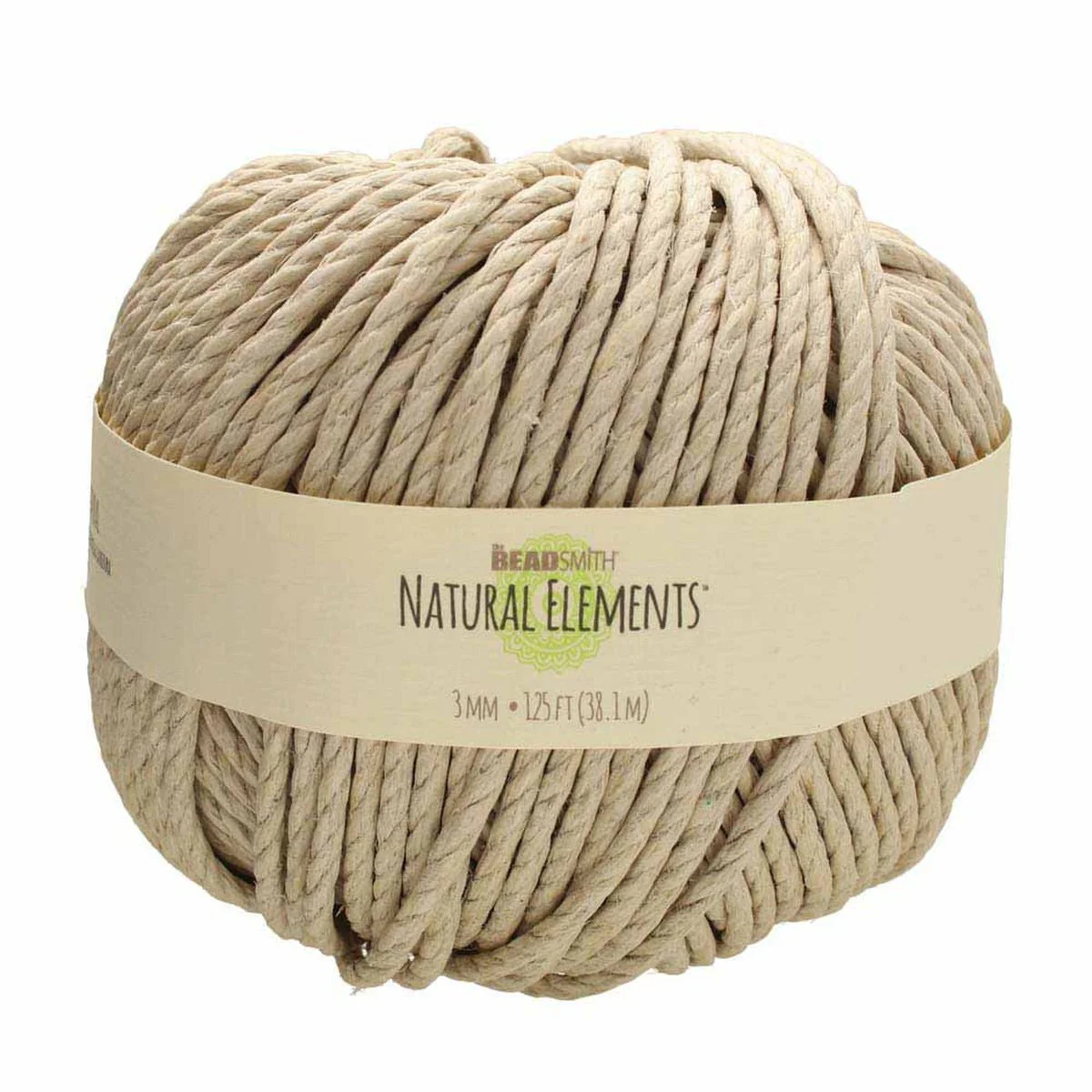 Beadsmith Natural Elements Hemp Cord - 3 mm, 170 lb. test, approx. 125 feet