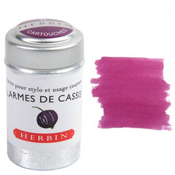 Herbin Fountain Pen Ink cartridges - Larme de Cassis (Black Currant Drop) - 6 cartridges