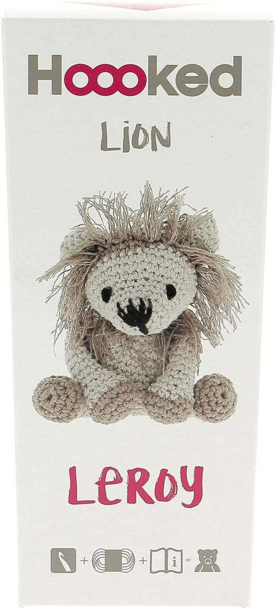 Hoooked Amigurumi DIY Kit W/Eco Barbante Yarn - Lion Leroy - Beige & Taupe