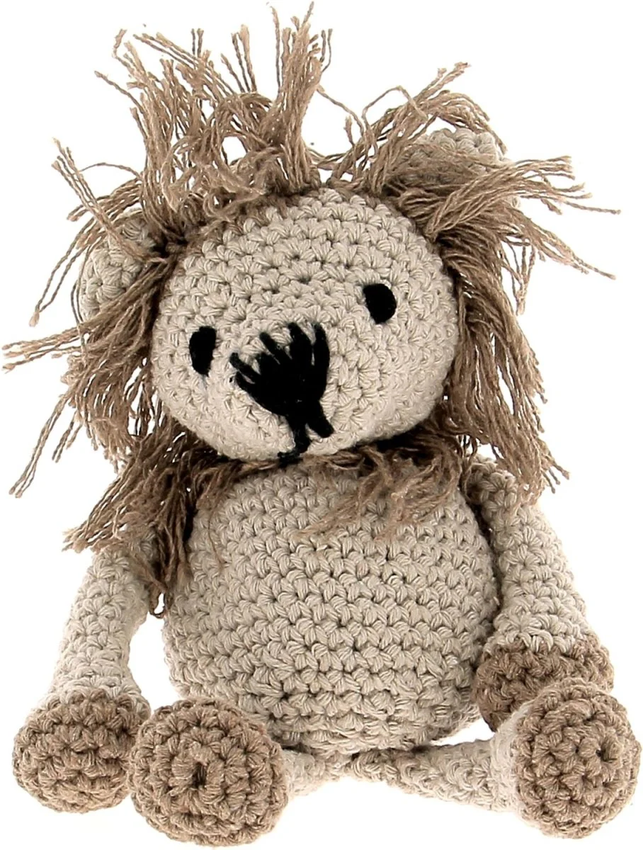 Hoooked Amigurumi DIY Kit W/Eco Barbante Yarn - Lion Leroy - Beige & Taupe - Image 2