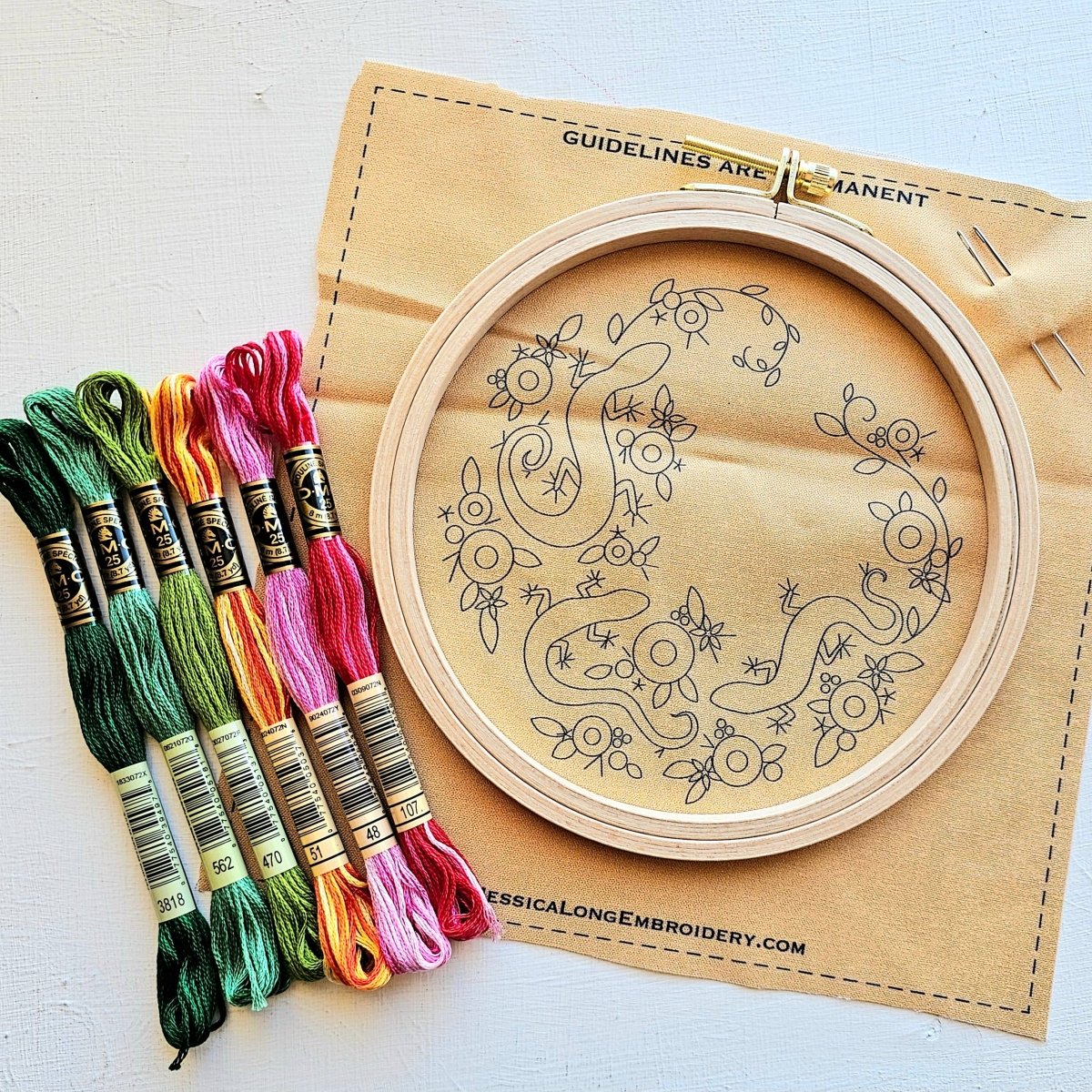 Jessica Long Embroidery - Backyard Geckos hand embroidery kit - Image 2