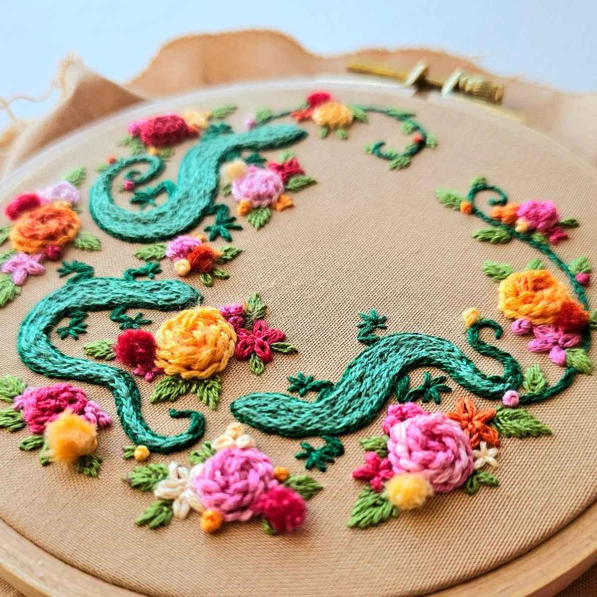 Jessica Long Embroidery - Backyard Geckos hand embroidery kit - Image 3