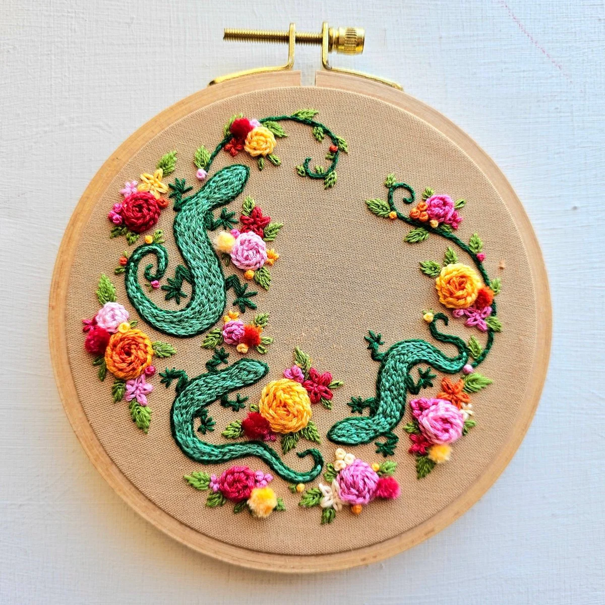 Jessica Long Embroidery - Backyard Geckos hand embroidery kit - Image 6
