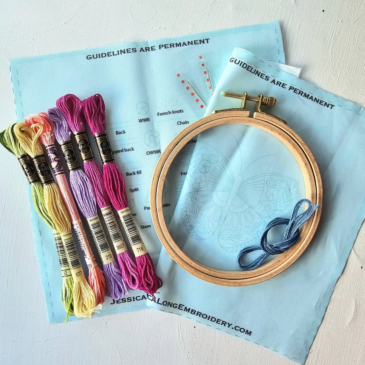 Jessica Long Embroidery - Beginner Butterfly Sampler hand embroidery kit - Image 3