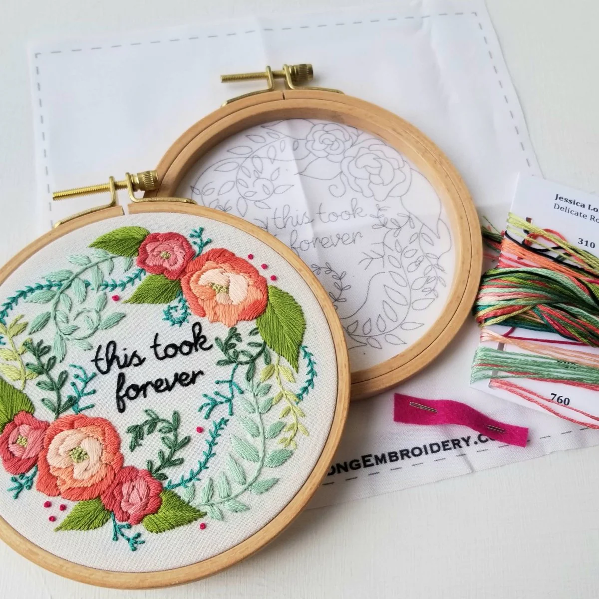 Jessica Long Embroidery - Delicate Roses Beginner Embroidery Kit - Image 2