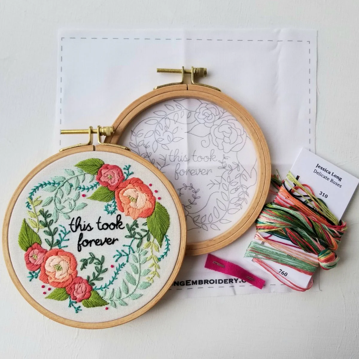 Jessica Long Embroidery - Delicate Roses Beginner Embroidery Kit - Image 6
