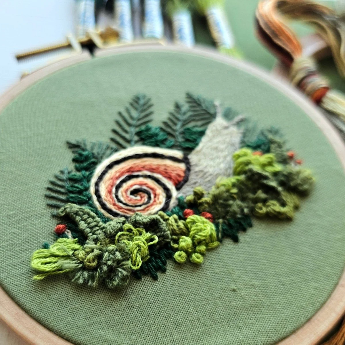 Jessica Long Embroidery - Forest Snail Intermediate Embroidery Kit - Image 3