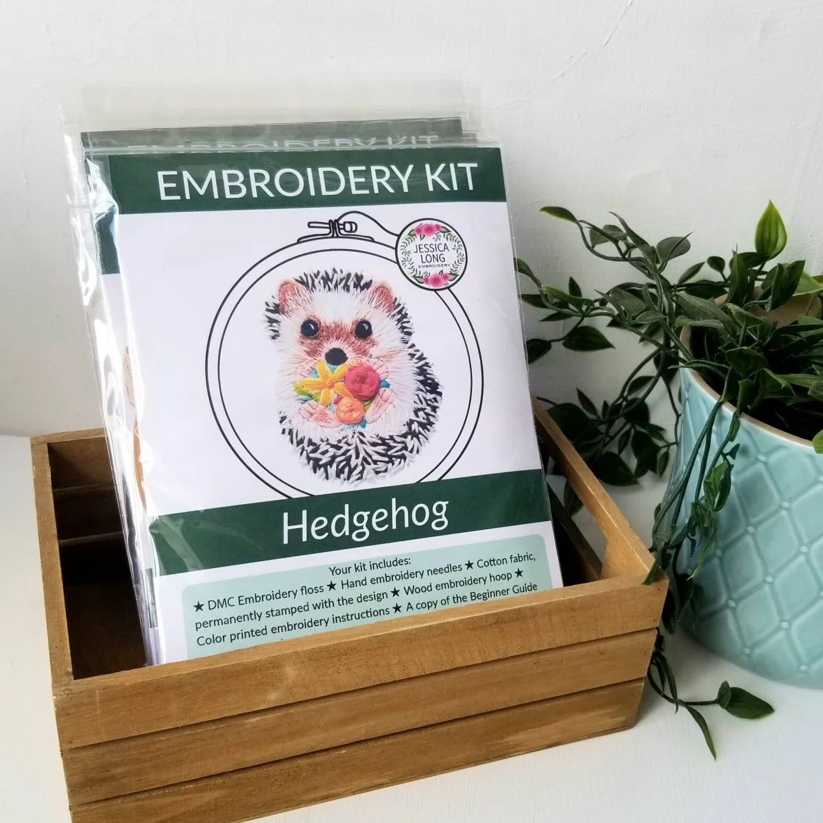 Jessica Long Embroidery - Hedgehog Embroidery Kit - Floss Card - Image 2