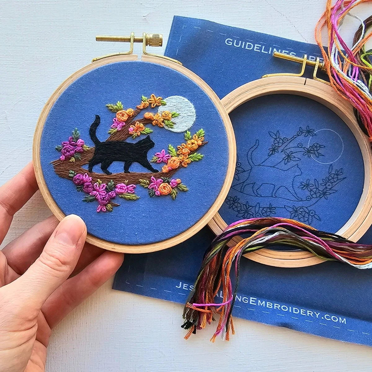 Jessica Long Embroidery - Mini Black Cat & Full Moon Embroidery Kit - Image 3