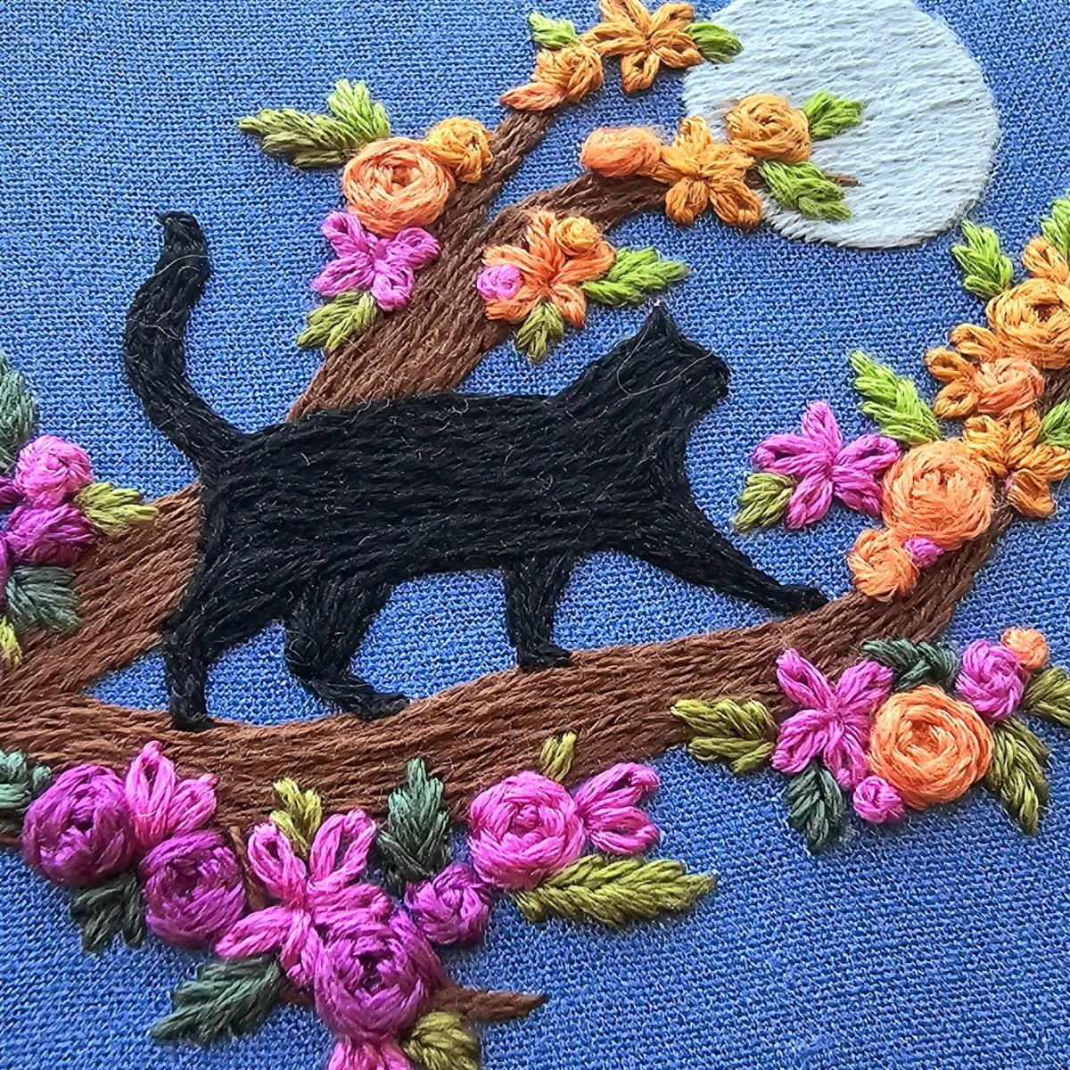 Jessica Long Embroidery - Mini Black Cat & Full Moon Embroidery Kit - Image 5