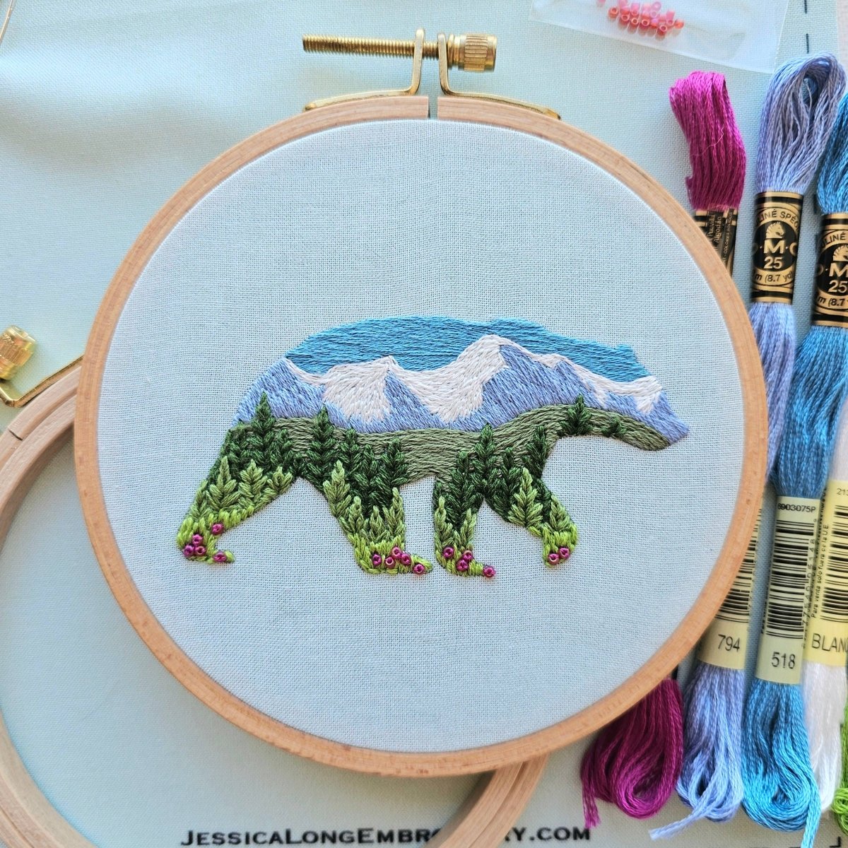 Jessica Long Embroidery - Mountain Bear Embroidery Kit