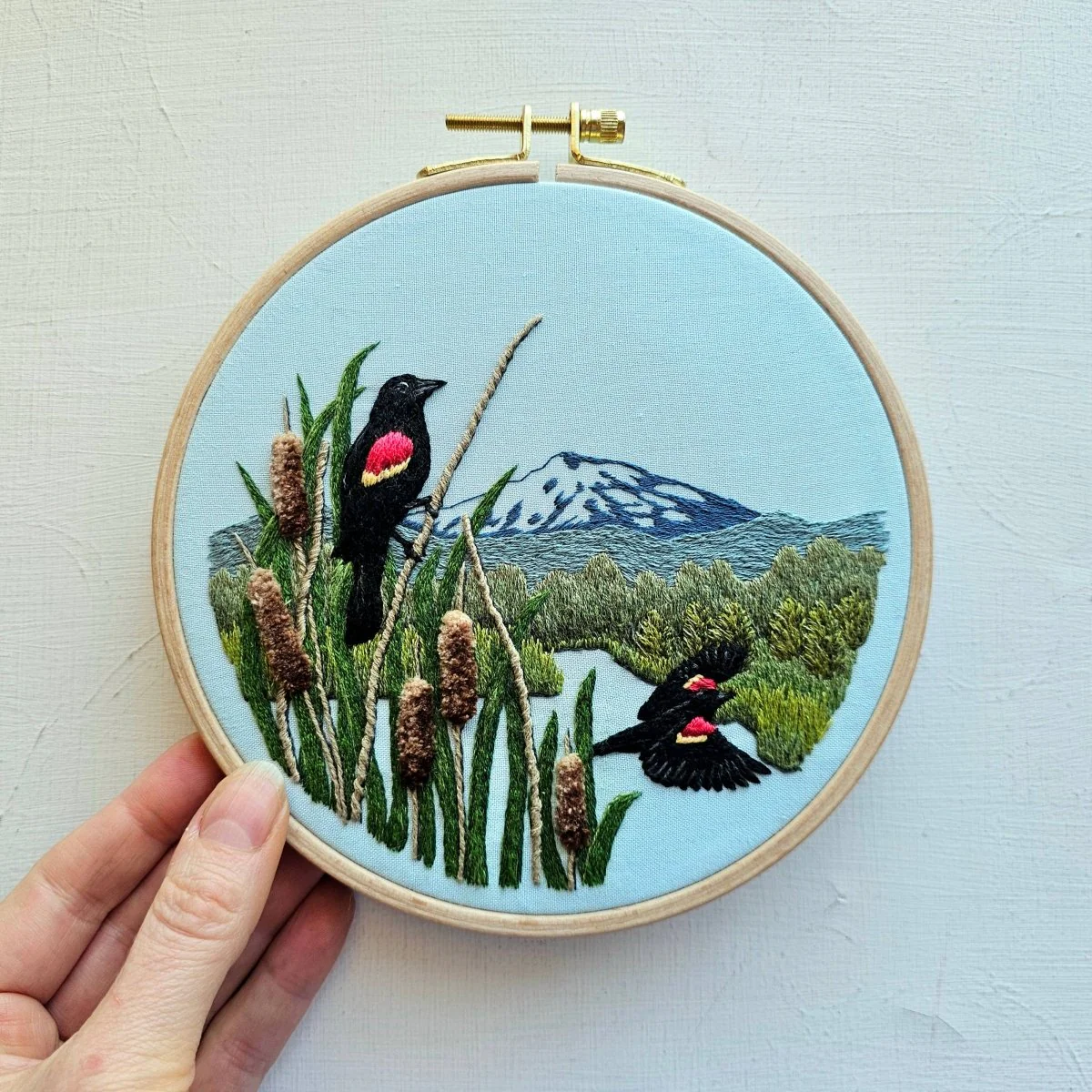 Jessica Long Embroidery - Red-Winged Blackbirds Embroidery Kit - Image 4