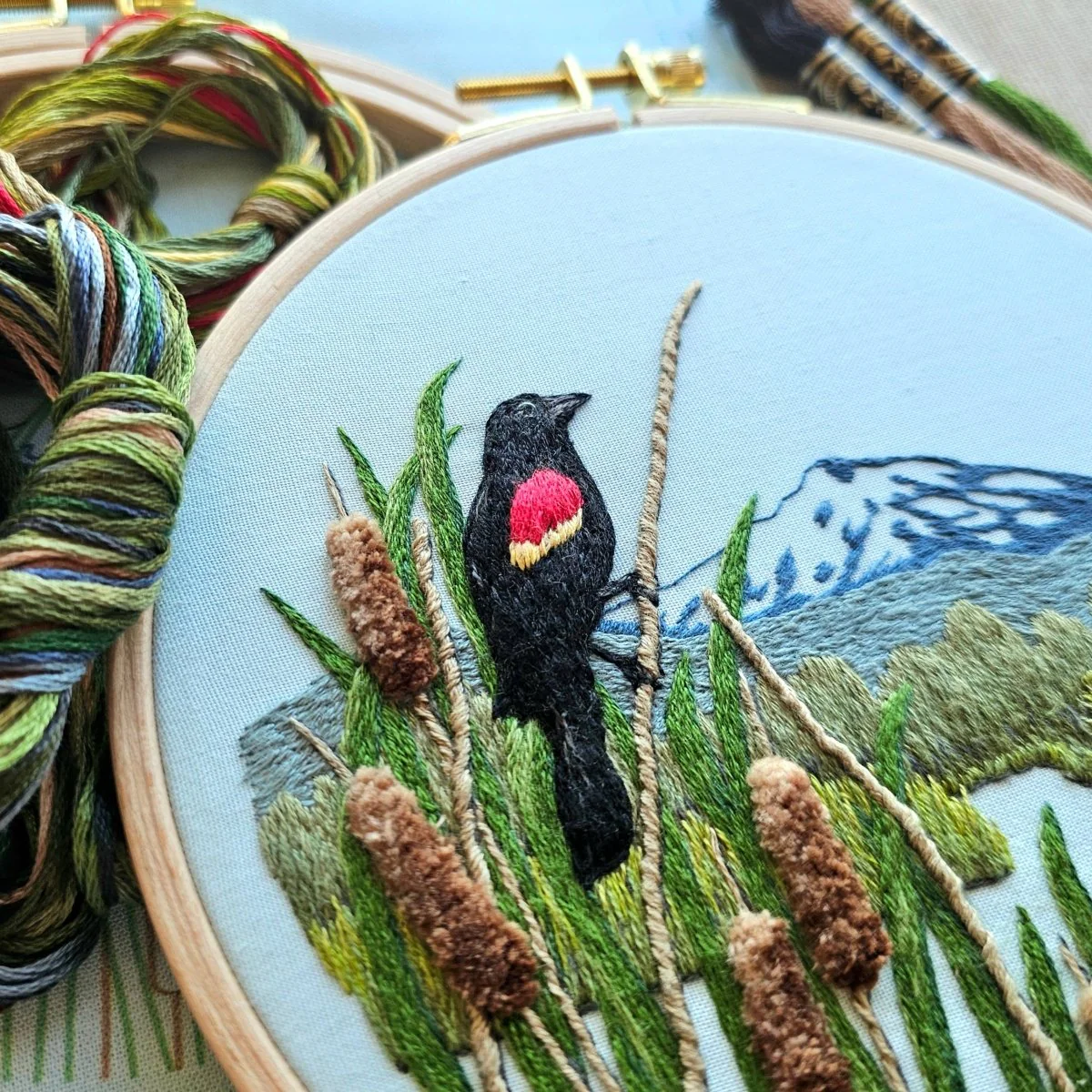 Jessica Long Embroidery - Red-Winged Blackbirds Embroidery Kit - Image 5