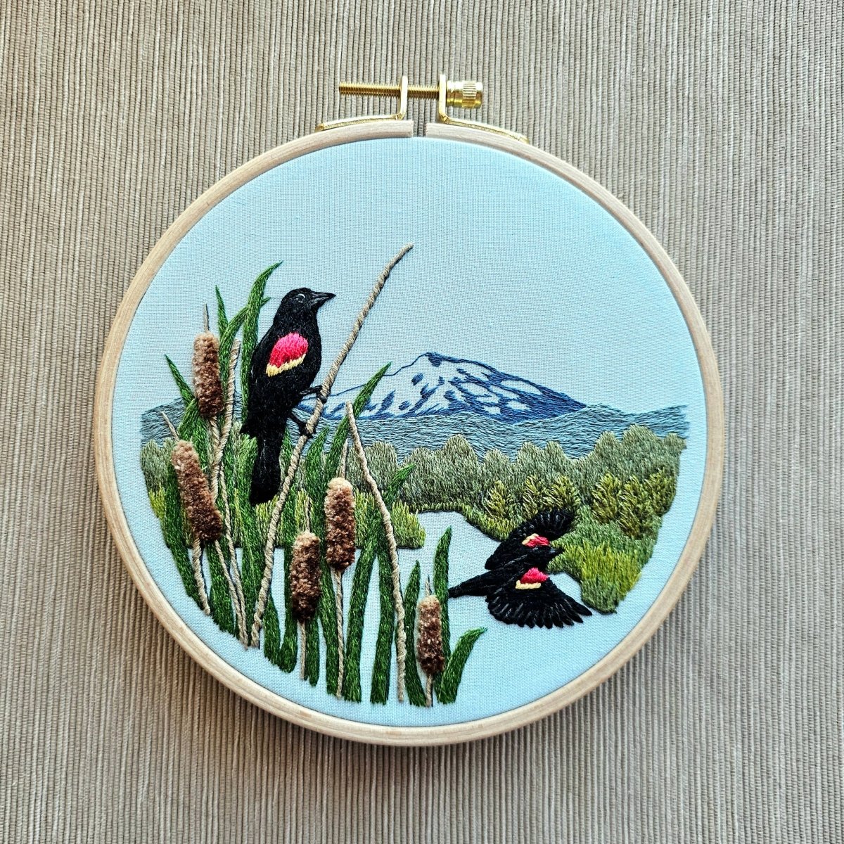 Jessica Long Embroidery - Red-Winged Blackbirds Embroidery Kit - Image 6