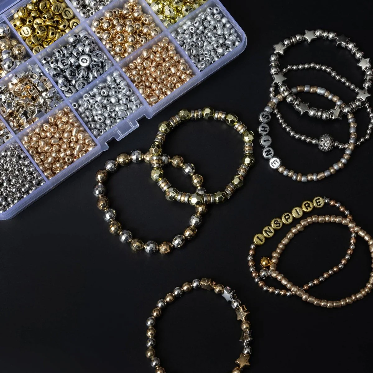 Jewelry Made by Me - Metallic Mix Gold Letters DIY Bead Box - Image 2