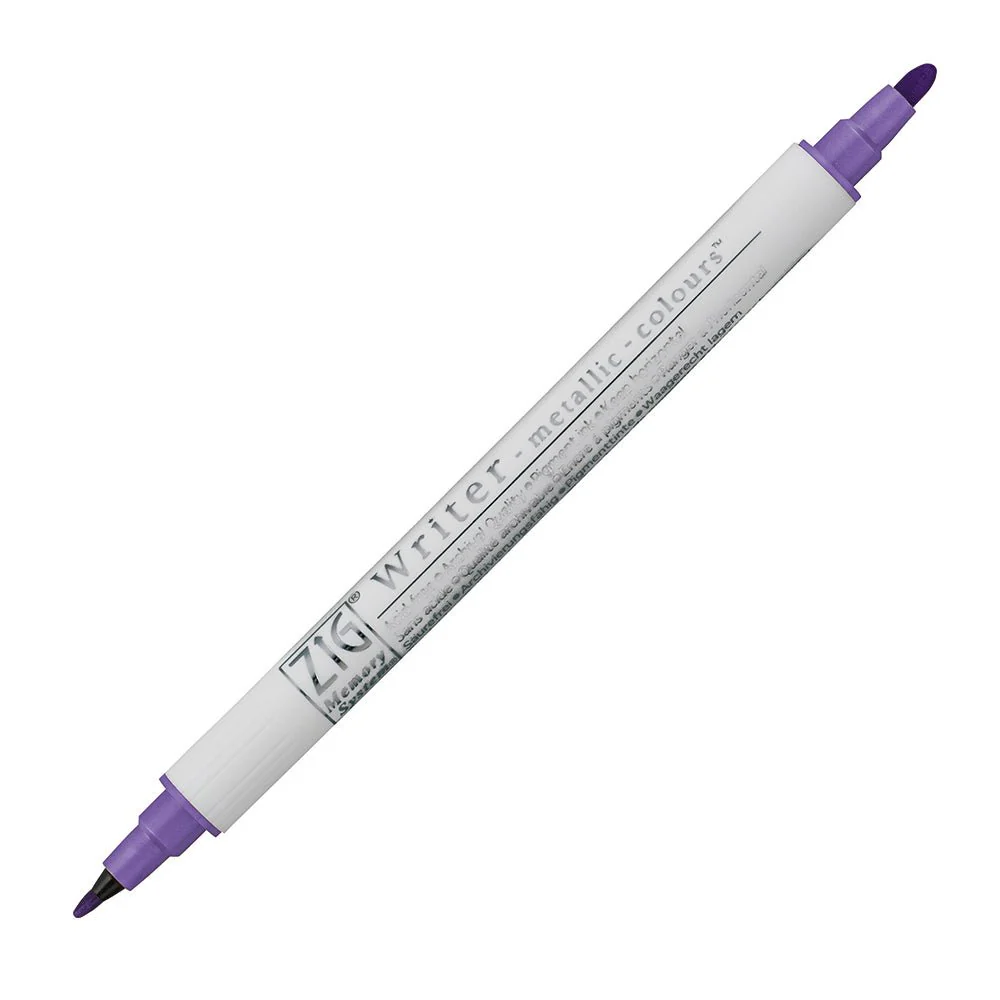Kuretake ZIG Writer Metallic Marker Double-Ended Bullet 1.0 mm & 1.2mm tips - Violet