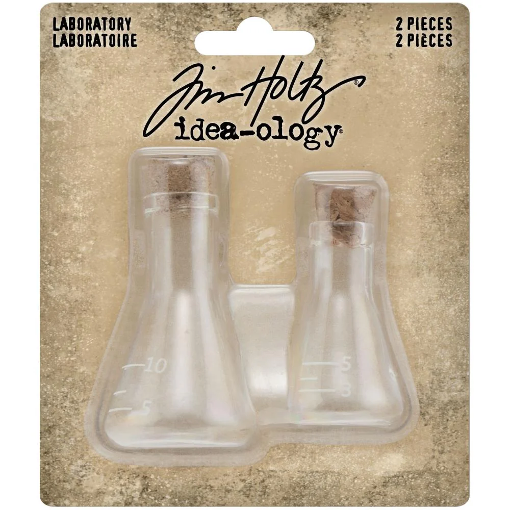 Tim Holtz Idea-Ology Small Corked Glass Flasks - Pack of 2