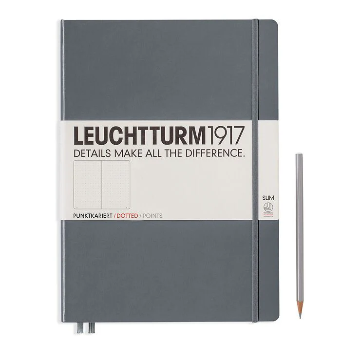 Leuchtturm1917 Hardcover Notebook - Anthracite - Master Slim 8.75 x 12.5 inch (A4+) - 123 pages - dotted