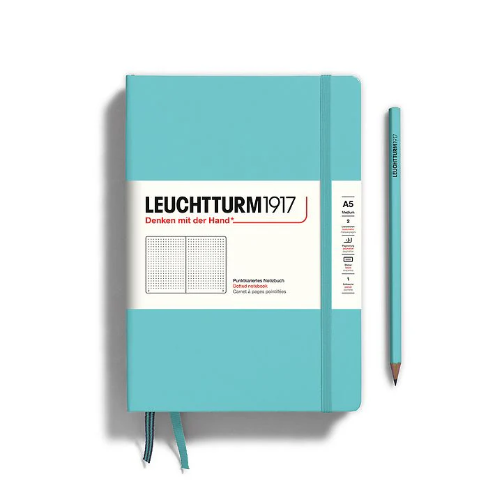 Leuchtturm1917 Hardcover Notebook - Aquamarine - Medium 5.75 x 8.25 inch (A5) - 251 pages - dotted
