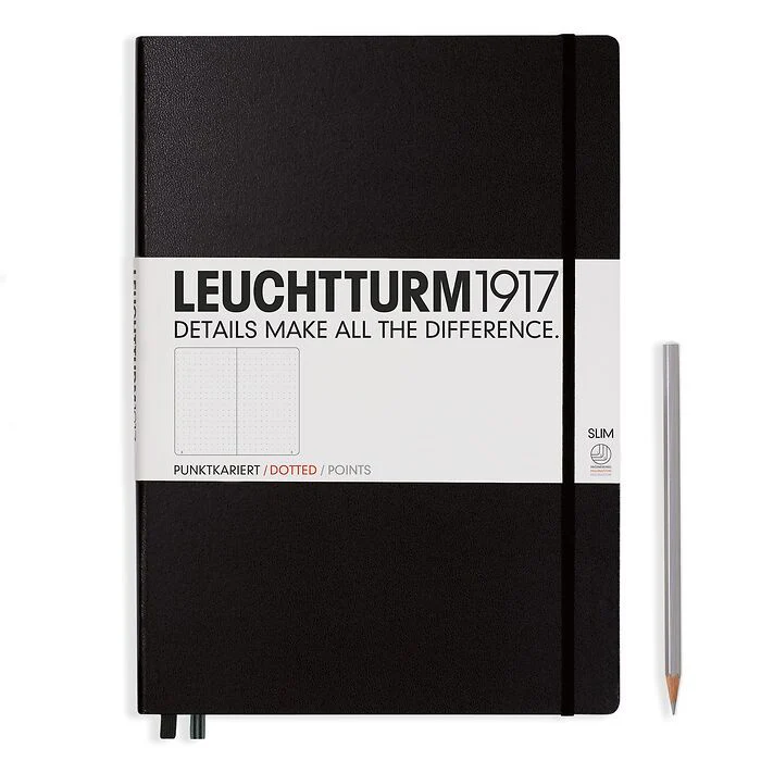 Leuchtturm1917 Hardcover Notebook - Black - Master Slim 8.75 x 12.5 inch (A4+) - 123 pages - dotted