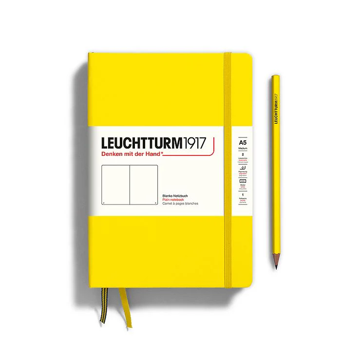 Leuchtturm1917 Hardcover Notebook - Lemon - Medium 5.75 x 8.25 inch (A5) - 251 pages - plain