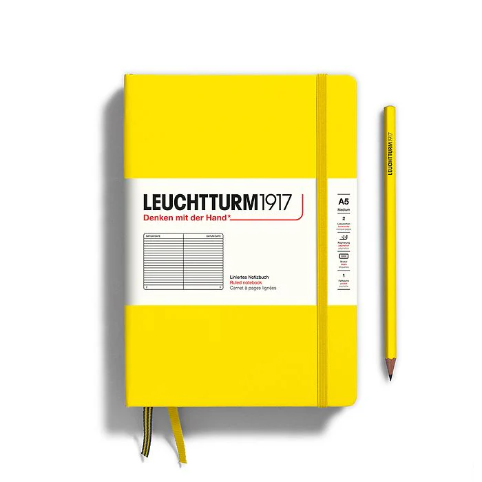 Leuchtturm1917 Hardcover Notebook - Lemon - Medium 5.75 x 8.25 inch (A5) - 251 pages - ruled