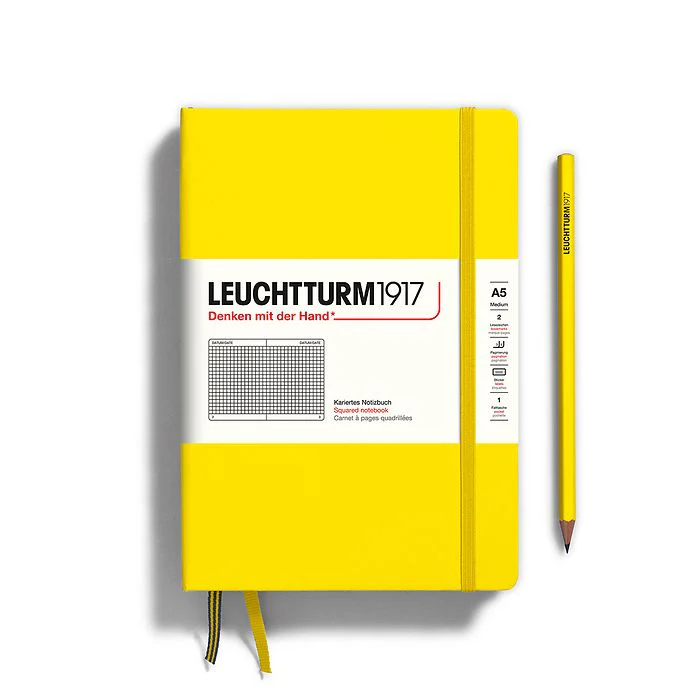 Leuchtturm1917 Hardcover Notebook - Lemon - Medium 5.75 x 8.25 inch (A5) - 251 pages - squared