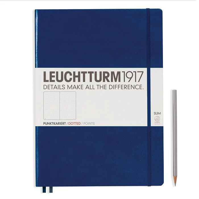 Leuchtturm1917 Hardcover Notebook - Navy - Master Slim 8.75 x 12.5 inch (A4+) - 123 pages - dotted